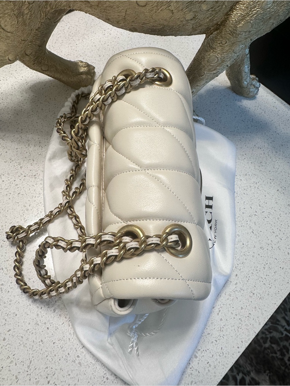 Coach Tabby Shoulder Bag 20 in Chalk with Gold Hardware - Picture 3 of 8